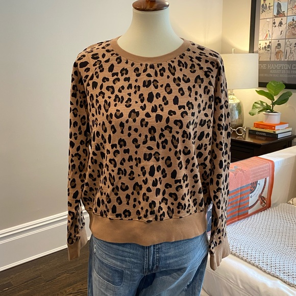 J. Crew Tops - J. Crew Leopard Vintage Fleece Sweatshirt